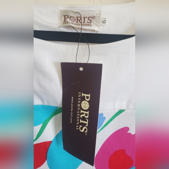 NWT Ports International Floral Tulip Dress White, Pink, Red, Blue Retro Size 6 - Picture 11 of 12